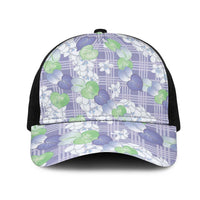 Anthurium Plumeria Lei Pastel Mesh Trucker Cap Purple Hawaiian Splendid Palaka LT01 One Size Black Purple - Polynesian Pride