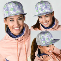 Anthurium Plumeria Lei Pastel Mesh Trucker Cap Purple Hawaiian Splendid Palaka LT01 - Polynesian Pride