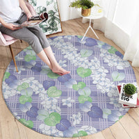 Anthurium Plumeria Lei Pastel Round Carpet Purple Hawaiian Splendid Palaka LT01 - Polynesian Pride