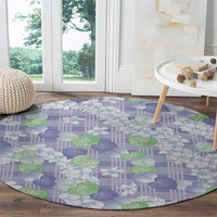 Anthurium Plumeria Lei Pastel Round Carpet Purple Hawaiian Splendid Palaka LT01 - Polynesian Pride