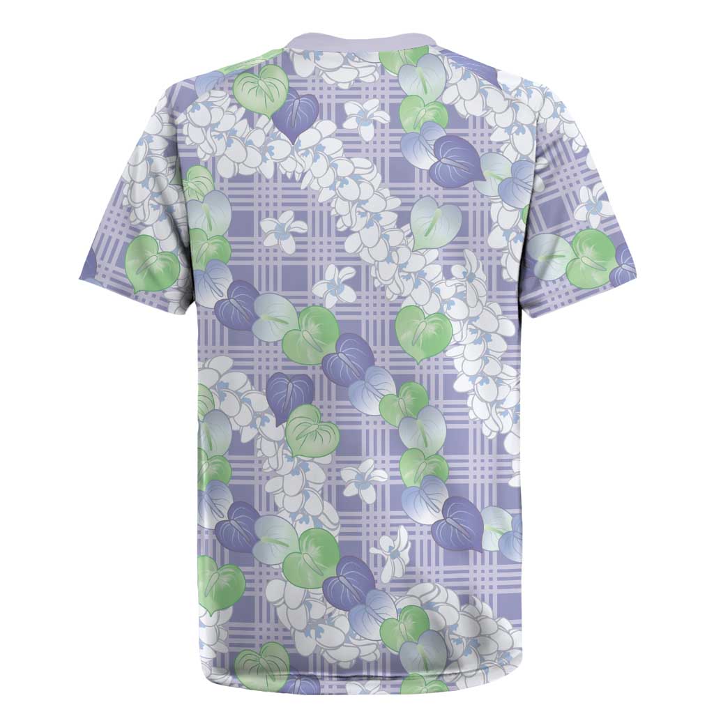 Anthurium Plumeria Lei Pastel Rugby Jersey Purple Hawaiian Splendid Palaka