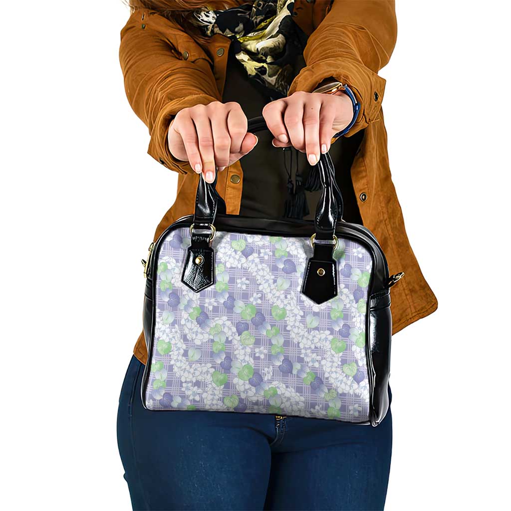 Anthurium Plumeria Lei Pastel Shoulder Handbag Purple Hawaiian Splendid Palaka LT01 One Size Purple - Polynesian Pride