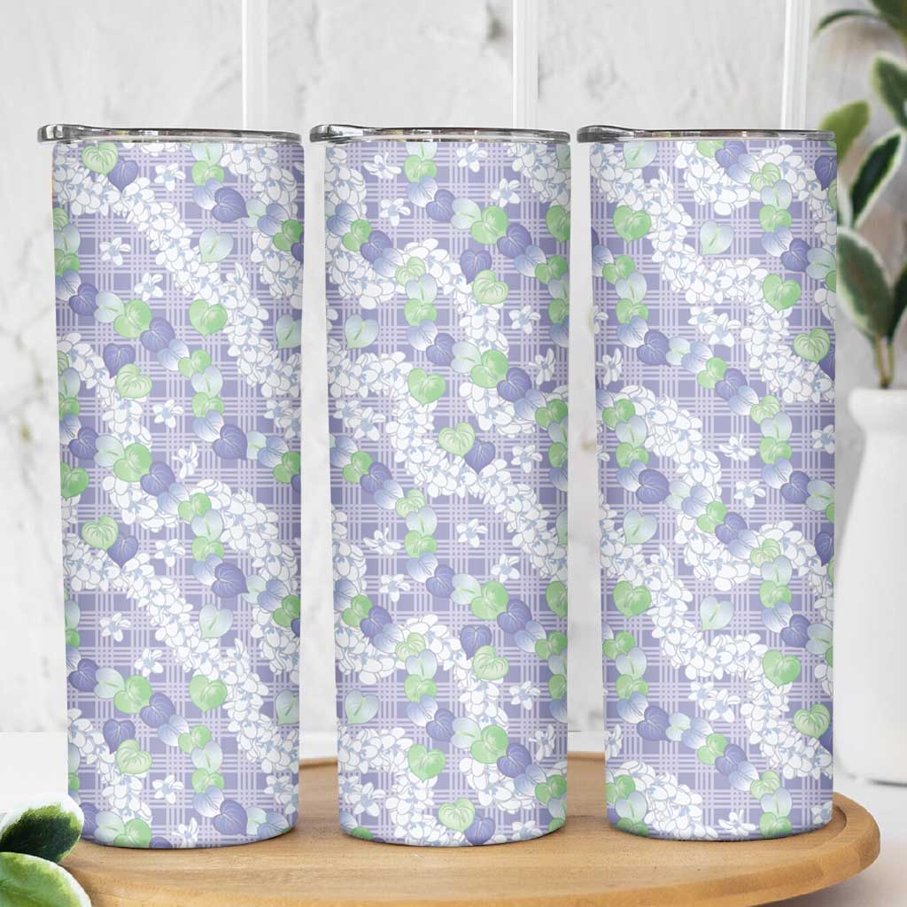 Anthurium Plumeria Lei Pastel Skinny Tumbler Purple Hawaiian Splendid Palaka