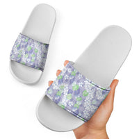 Anthurium Plumeria Lei Pastel Slide Sandals Purple Hawaiian Splendid Palaka