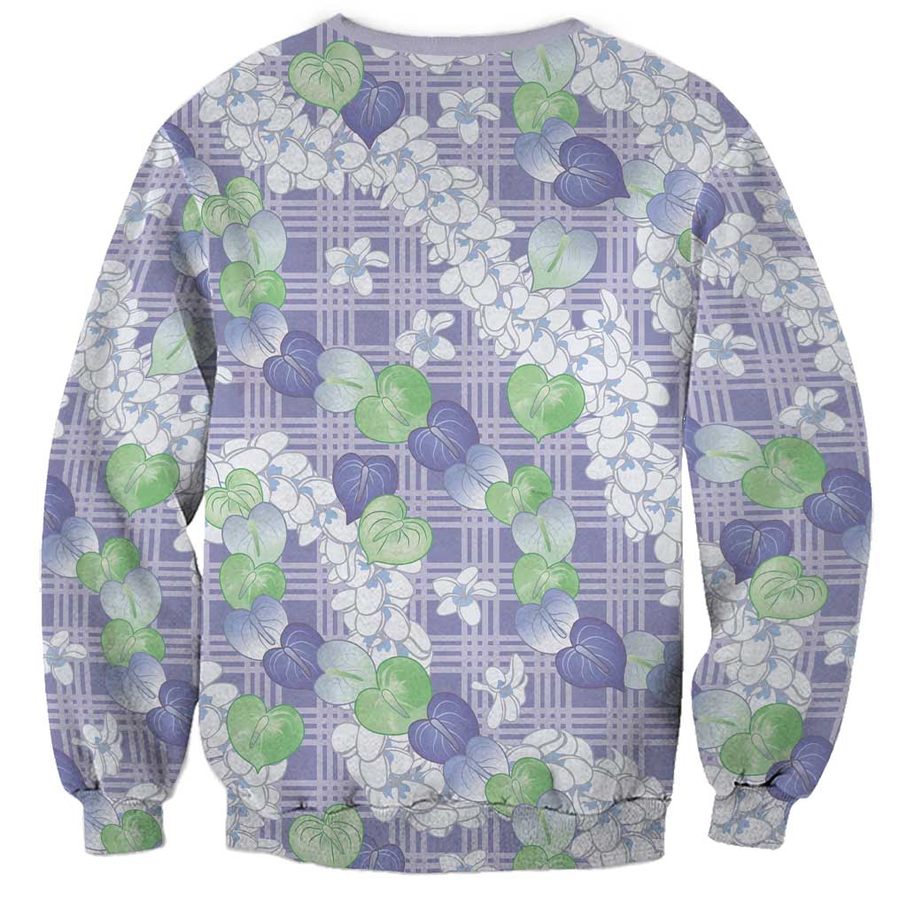 Anthurium Plumeria Lei Pastel Sweatshirt Purple Hawaiian Splendid Palaka