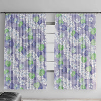 Anthurium Plumeria Lei Pastel Window Curtain Purple Hawaiian Splendid Palaka LT01 With Hooks Purple - Polynesian Pride