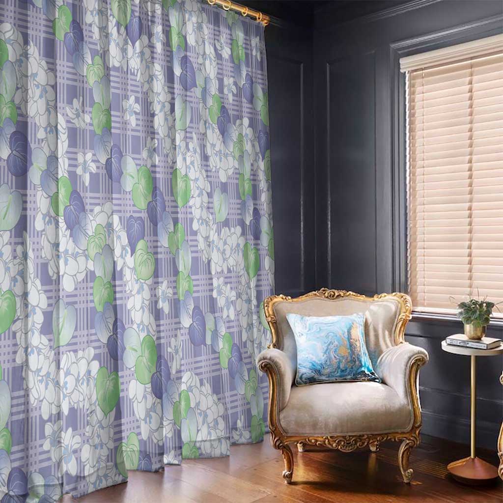 Anthurium Plumeria Lei Pastel Window Curtain Purple Hawaiian Splendid Palaka LT01 - Polynesian Pride