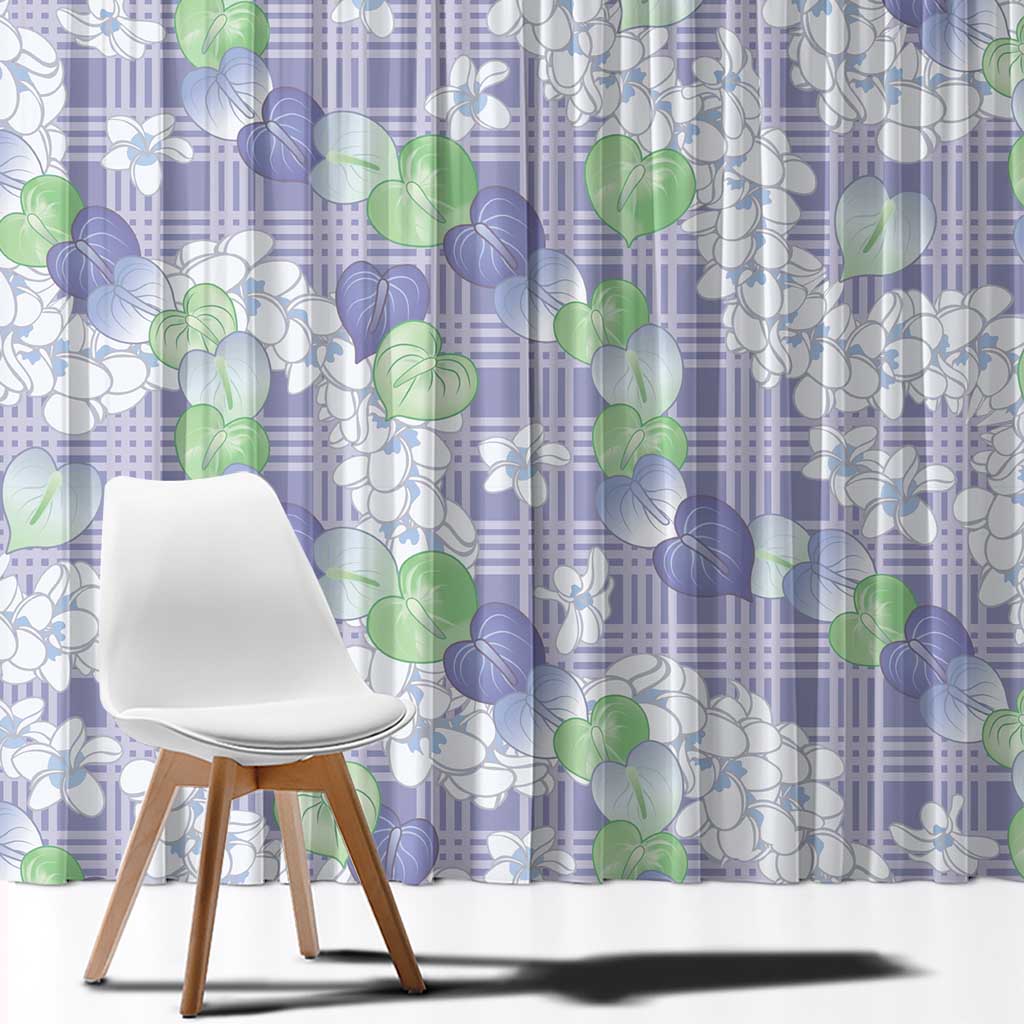 Anthurium Plumeria Lei Pastel Window Curtain Purple Hawaiian Splendid Palaka LT01 - Polynesian Pride