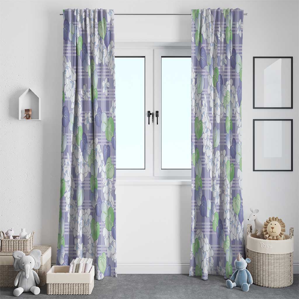 Anthurium Plumeria Lei Pastel Window Curtain Purple Hawaiian Splendid Palaka LT01 - Polynesian Pride