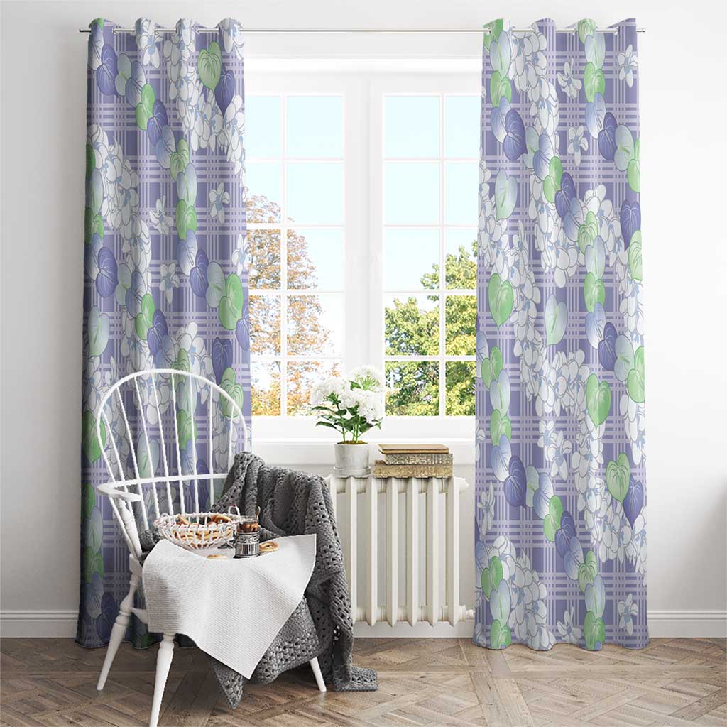 Anthurium Plumeria Lei Pastel Window Curtain Purple Hawaiian Splendid Palaka LT01 - Polynesian Pride