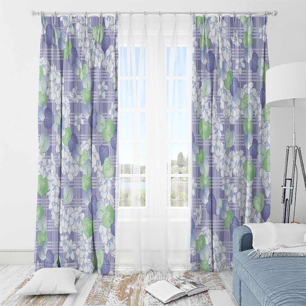 Anthurium Plumeria Lei Pastel Window Curtain Purple Hawaiian Splendid Palaka LT01 - Polynesian Pride