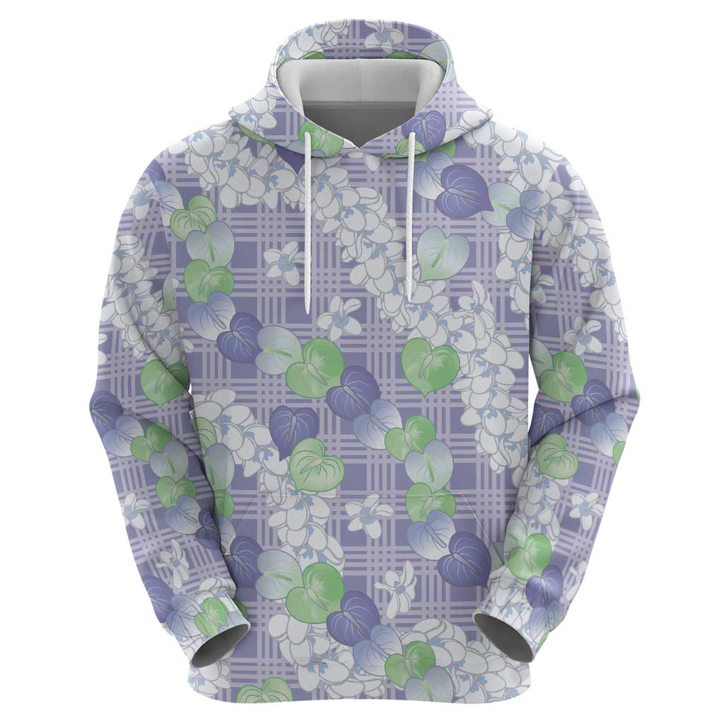 Anthurium Plumeria Lei Pastel Zip Hoodie Purple Hawaiian Splendid Palaka