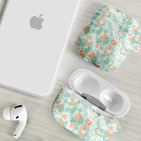 Anthurium Plumeria Lei Pastel AirPods Case Teal Hawaiian Splendid Palaka LT01 - Polynesian Pride