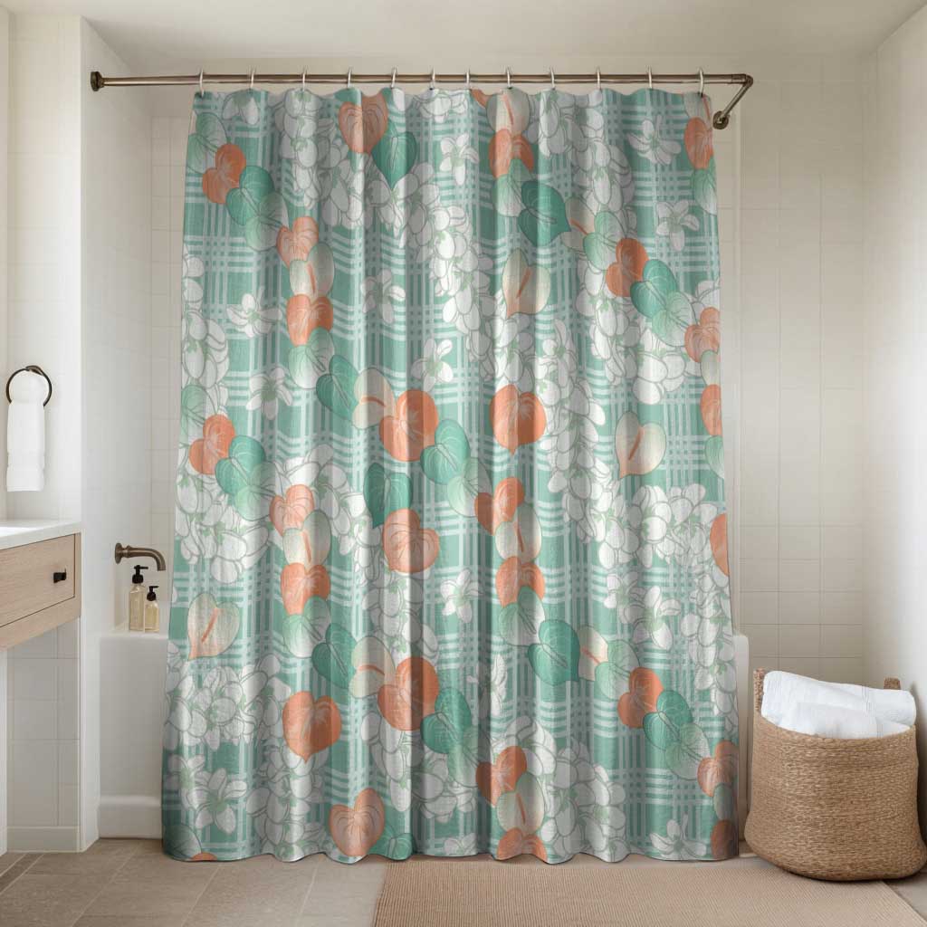 Anthurium Plumeria Lei Pastel Bathroom Set Teal Hawaiian Splendid Palaka