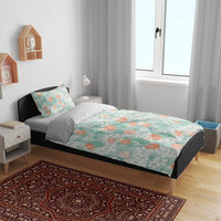 Anthurium Plumeria Lei Pastel Bedding Set Teal Hawaiian Splendid Palaka