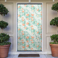 Anthurium Plumeria Lei Pastel Door Cover Teal Hawaiian Splendid Palaka