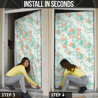 Anthurium Plumeria Lei Pastel Door Cover Teal Hawaiian Splendid Palaka