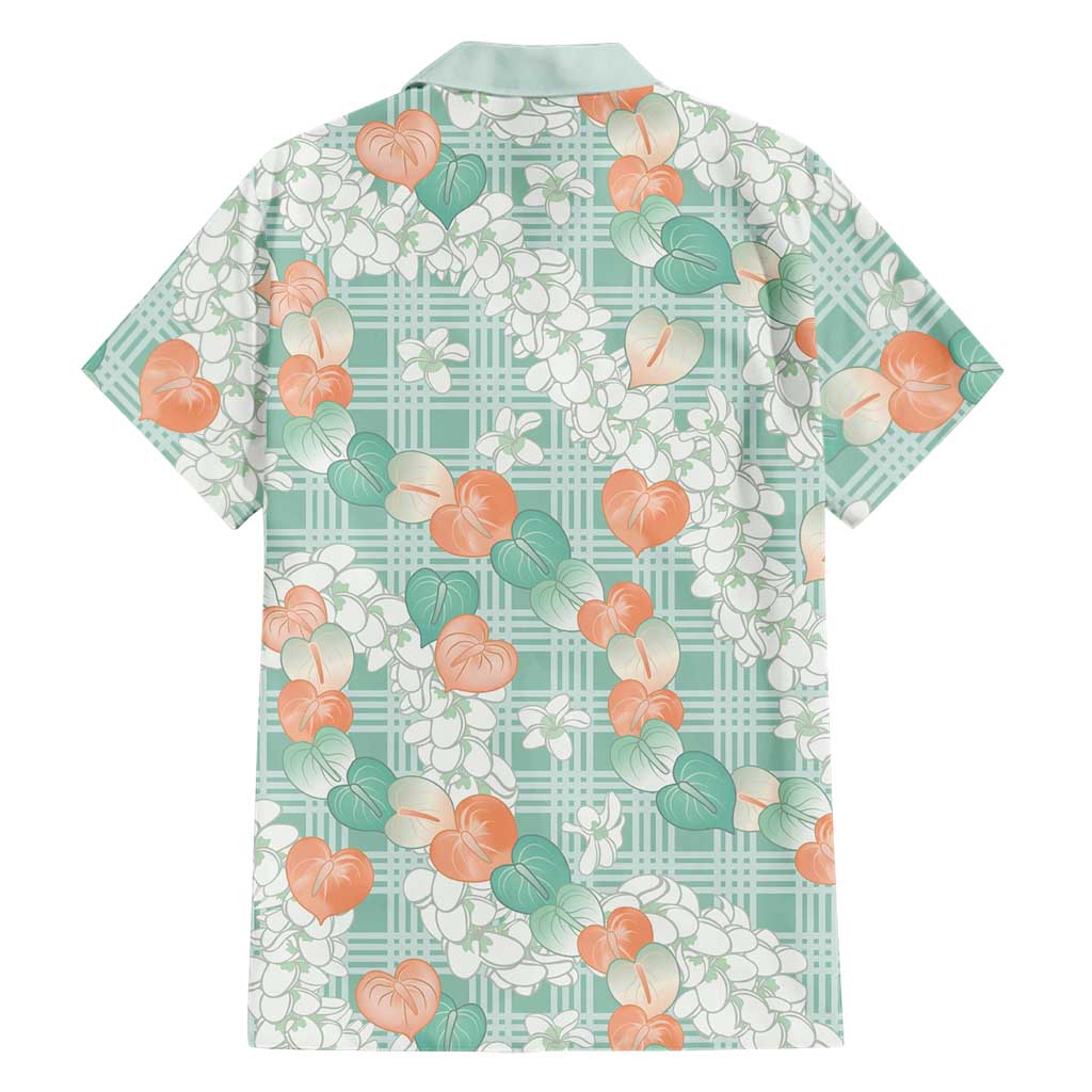 Anthurium Plumeria Lei Pastel Family Matching Off Shoulder Maxi Dress and Hawaiian Shirt Teal Hawaiian Splendid Palaka