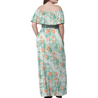 Anthurium Plumeria Lei Pastel Family Matching Off Shoulder Maxi Dress and Hawaiian Shirt Teal Hawaiian Splendid Palaka
