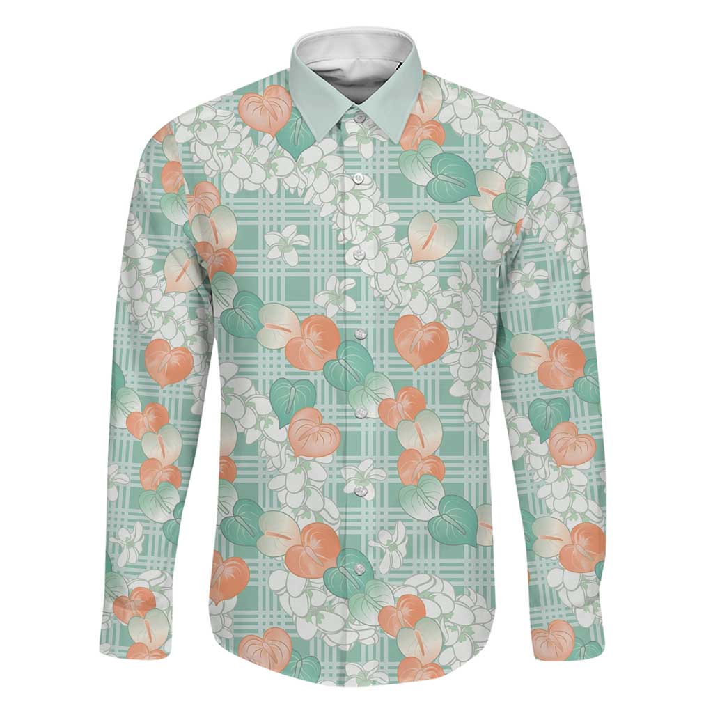 Anthurium Plumeria Lei Pastel Family Matching Summer Maxi Dress and Hawaiian Shirt Teal Hawaiian Splendid Palaka