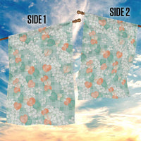 Anthurium Plumeria Lei Pastel Garden Flag Teal Hawaiian Splendid Palaka LT01 - Polynesian Pride