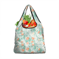 Anthurium Plumeria Lei Pastel Grocery Bag Teal Hawaiian Splendid Palaka LT01 1-pack One Size Teal - Polynesian Pride
