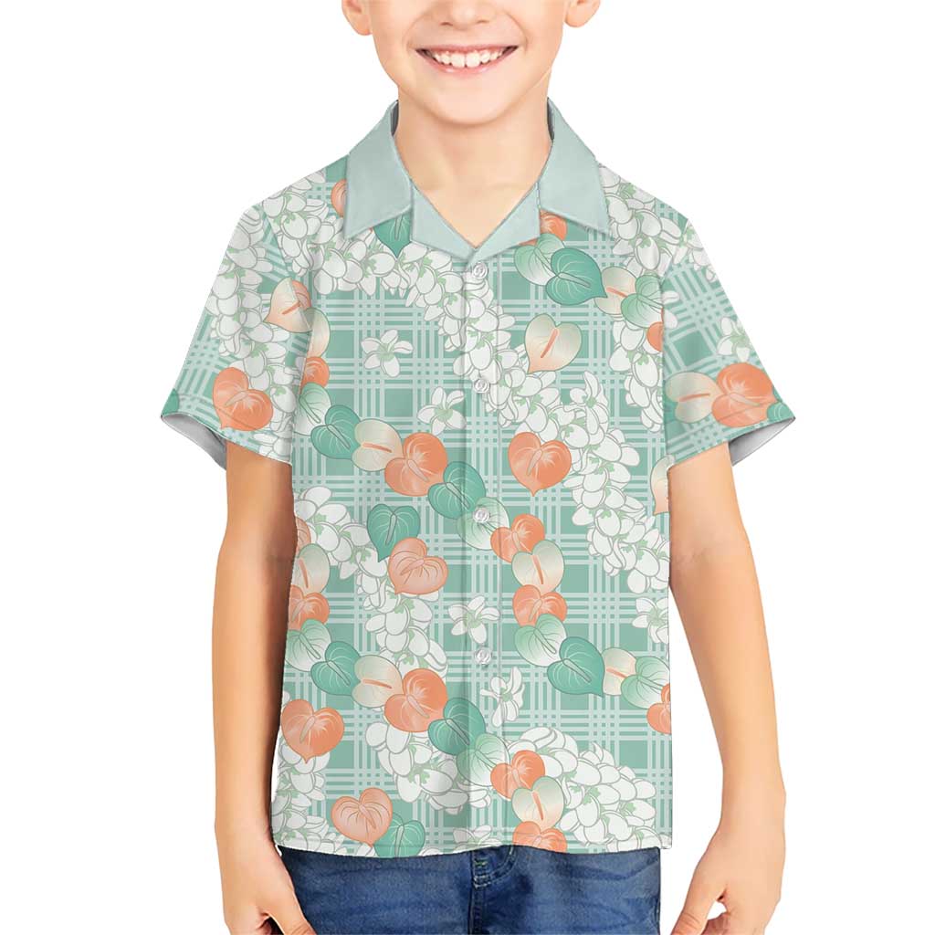 Anthurium Plumeria Lei Pastel Hawaiian Shirt Teal Hawaiian Splendid Palaka