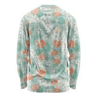 Anthurium Plumeria Lei Pastel Long Sleeve Shirt Teal Hawaiian Splendid Palaka