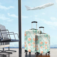 Anthurium Plumeria Lei Pastel Luggage Cover Teal Hawaiian Splendid Palaka