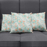 Anthurium Plumeria Lei Pastel Pillow Cover Teal Hawaiian Splendid Palaka LT01 - Polynesian Pride