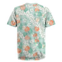 Anthurium Plumeria Lei Pastel Rugby Jersey Teal Hawaiian Splendid Palaka LT01 - Polynesian Pride