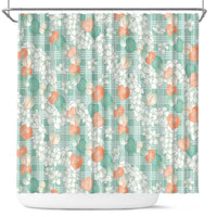 Anthurium Plumeria Lei Pastel Shower Curtain Teal Hawaiian Splendid Palaka LT01 Teal - Polynesian Pride