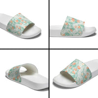 Anthurium Plumeria Lei Pastel Slide Sandals Teal Hawaiian Splendid Palaka LT01 - Polynesian Pride