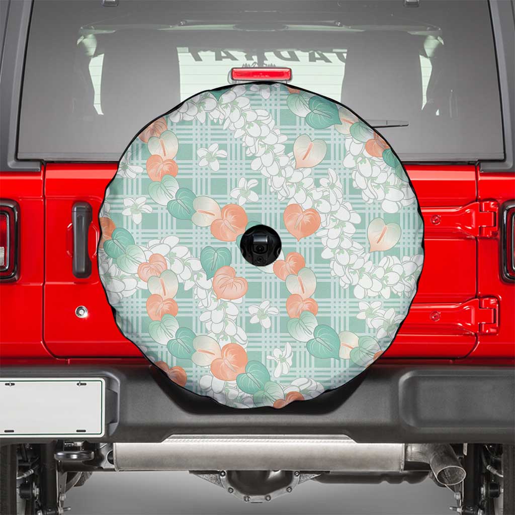 Anthurium Plumeria Lei Pastel Spare Tire Cover Teal Hawaiian Splendid Palaka