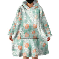Anthurium Plumeria Lei Pastel Wearable Blanket Hoodie Teal Hawaiian Splendid Palaka