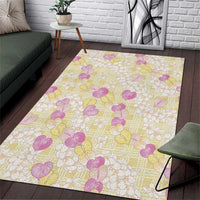 Anthurium Plumeria Lei Pastel Area Rug Yellow Hawaiian Splendid Palaka LT01 Yellow - Polynesian Pride