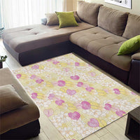 Anthurium Plumeria Lei Pastel Area Rug Yellow Hawaiian Splendid Palaka LT01 - Polynesian Pride