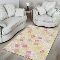 Anthurium Plumeria Lei Pastel Area Rug Yellow Hawaiian Splendid Palaka LT01 - Polynesian Pride