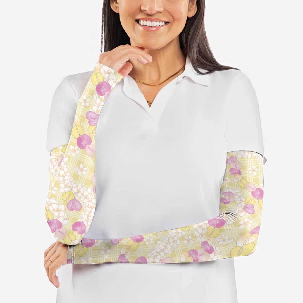Anthurium Plumeria Lei Pastel Arm Sleeves Yellow Hawaiian Splendid Palaka LT01 - Polynesian Pride