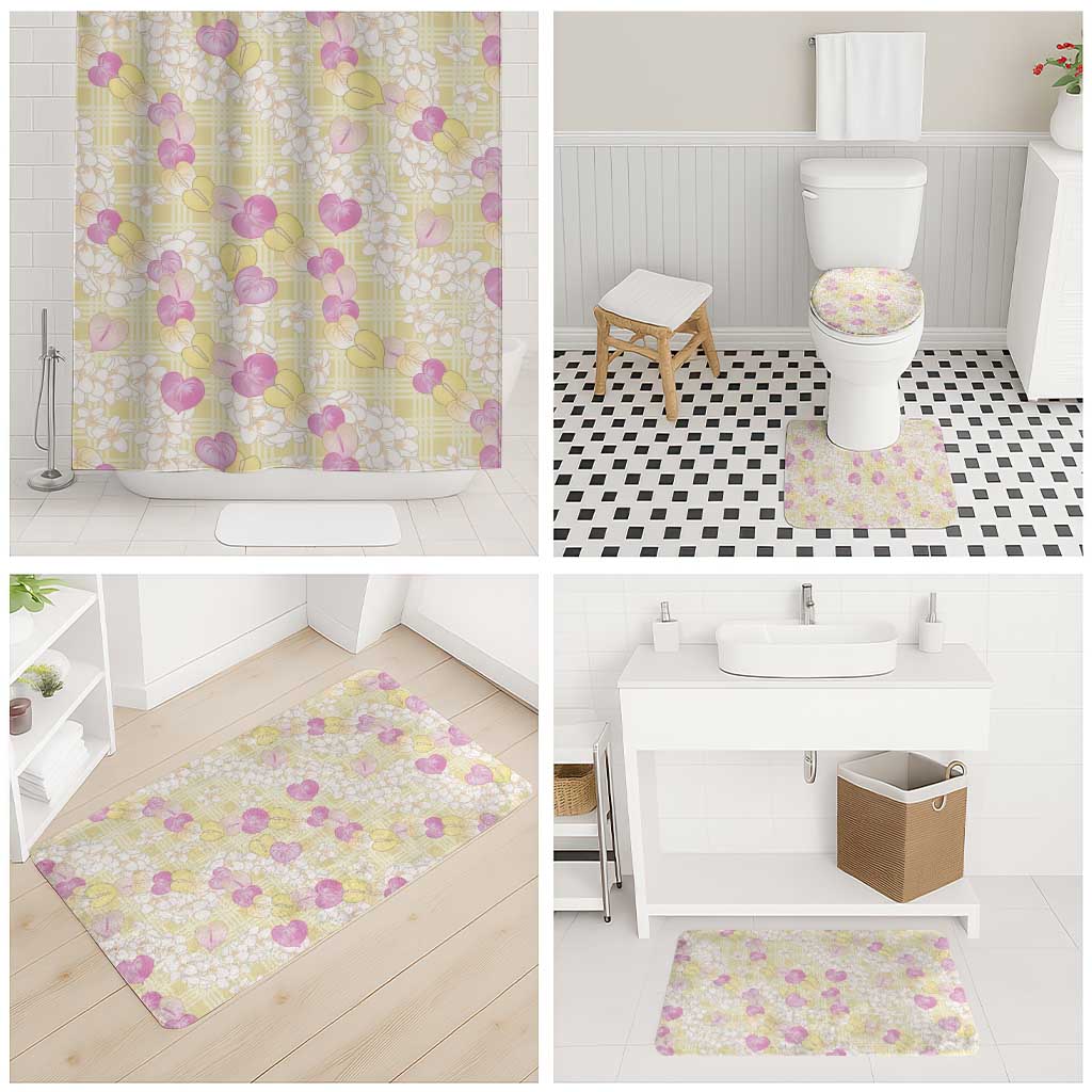 Anthurium Plumeria Lei Pastel Bathroom Set Yellow Hawaiian Splendid Palaka