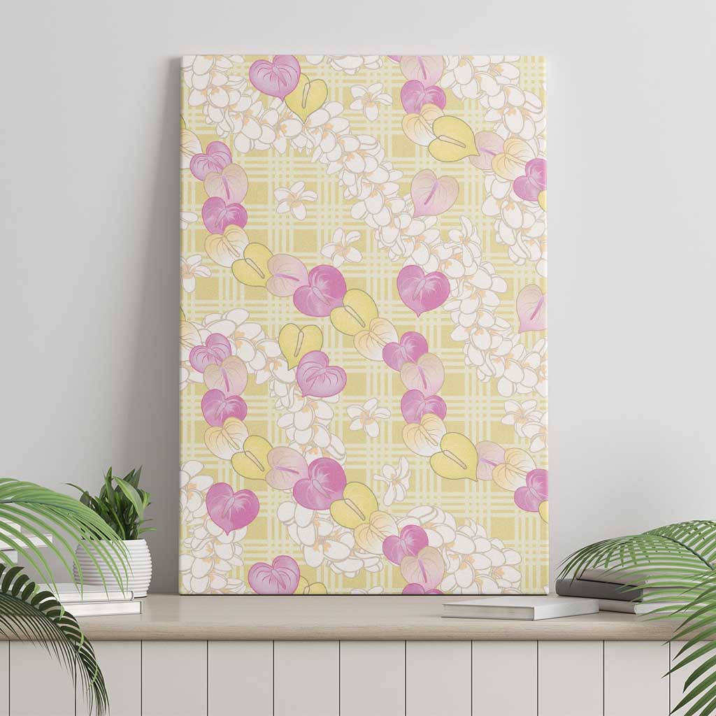 Anthurium Plumeria Lei Pastel Canvas Wall Art Yellow Hawaiian Splendid Palaka LT01 - Polynesian Pride