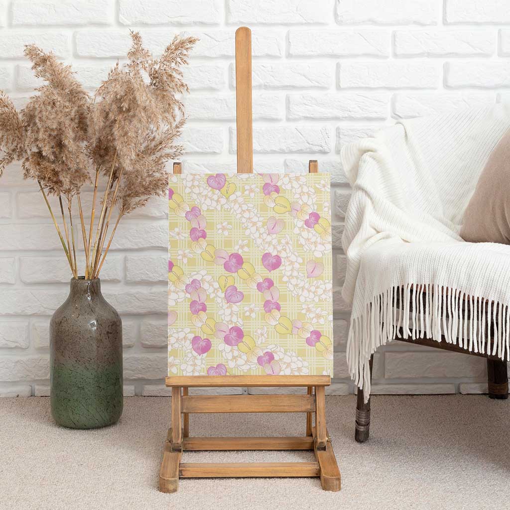 Anthurium Plumeria Lei Pastel Canvas Wall Art Yellow Hawaiian Splendid Palaka LT01 - Polynesian Pride