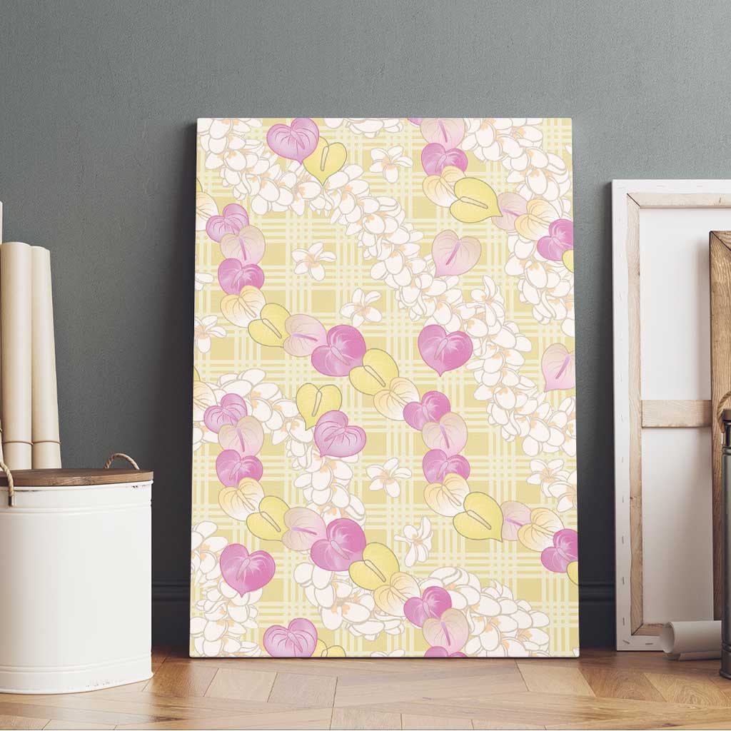 Anthurium Plumeria Lei Pastel Canvas Wall Art Yellow Hawaiian Splendid Palaka LT01 - Polynesian Pride