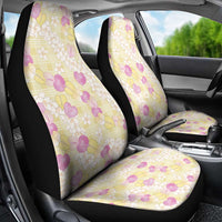 Anthurium Plumeria Lei Pastel Car Seat Cover Yellow Hawaiian Splendid Palaka