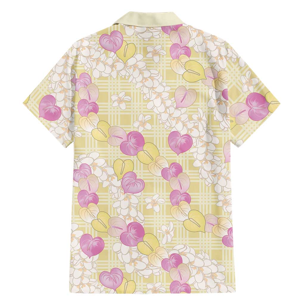 Anthurium Plumeria Lei Pastel Family Matching Off Shoulder Maxi Dress and Hawaiian Shirt Yellow Hawaiian Splendid Palaka