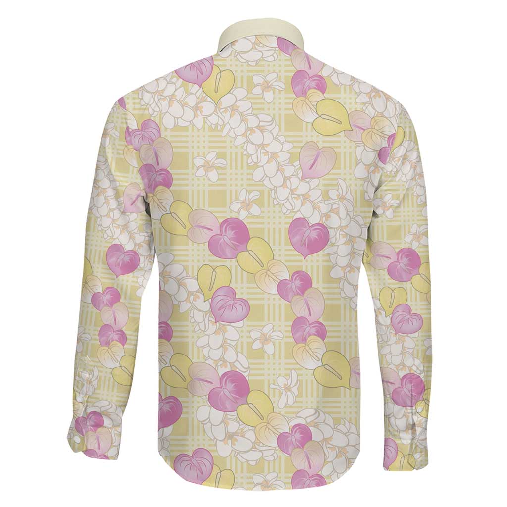 Anthurium Plumeria Lei Pastel Family Matching Off Shoulder Short Dress and Hawaiian Shirt Yellow Hawaiian Splendid Palaka