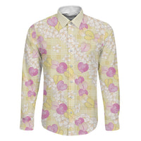 Anthurium Plumeria Lei Pastel Family Matching Tank Maxi Dress and Hawaiian Shirt Yellow Hawaiian Splendid Palaka
