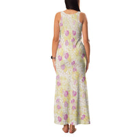 Anthurium Plumeria Lei Pastel Family Matching Tank Maxi Dress and Hawaiian Shirt Yellow Hawaiian Splendid Palaka
