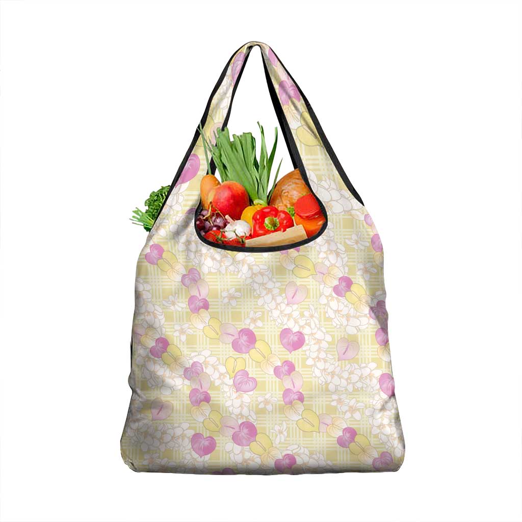 Anthurium Plumeria Lei Pastel Grocery Bag Yellow Hawaiian Splendid Palaka LT01 1-pack One Size Yellow - Polynesian Pride