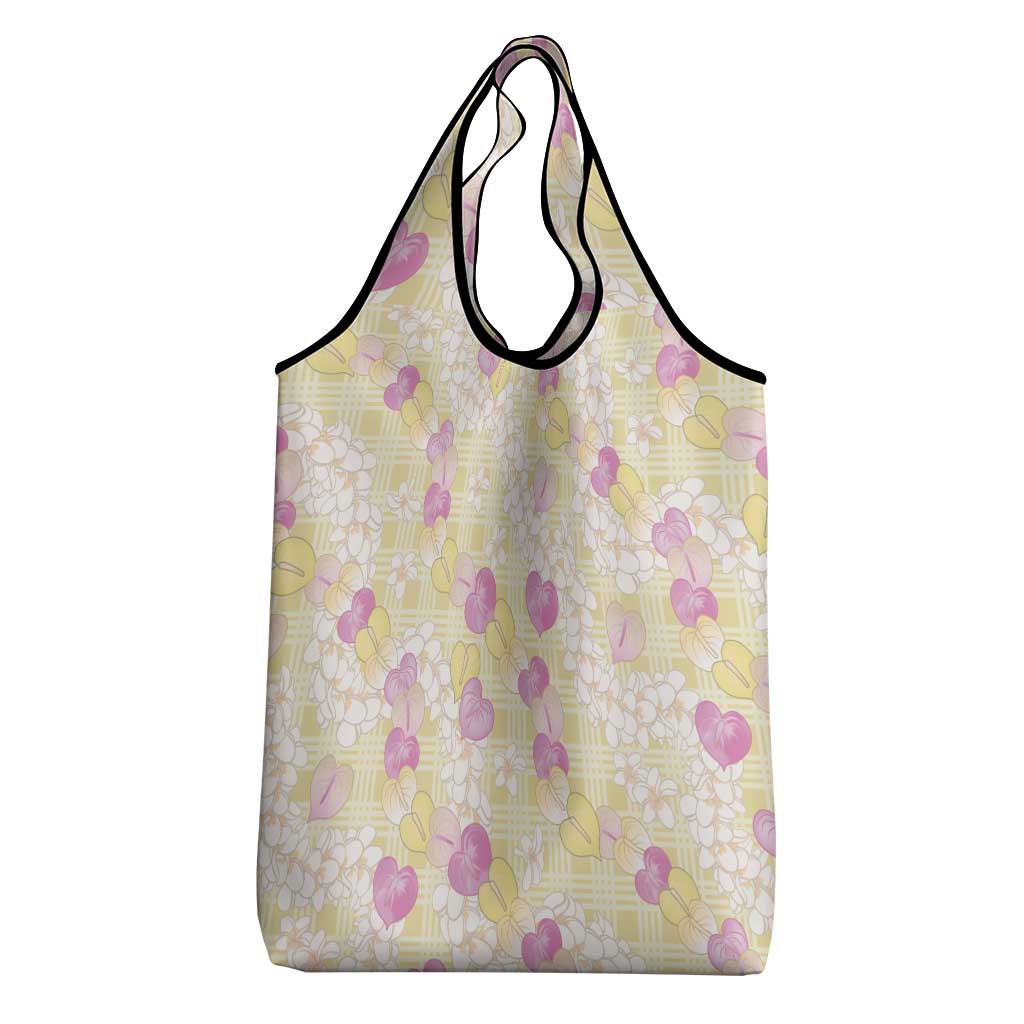 Anthurium Plumeria Lei Pastel Grocery Bag Yellow Hawaiian Splendid Palaka LT01 - Polynesian Pride